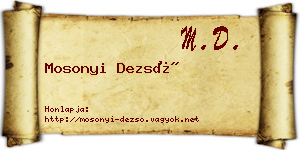 Mosonyi Dezső névjegykártya